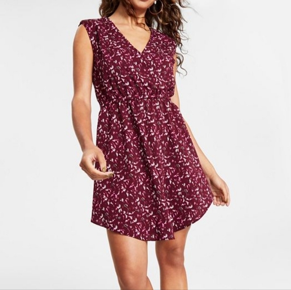 Bar III Dresses & Skirts - BAR III Women's V-Neck Draped-Skirt Mini Dress